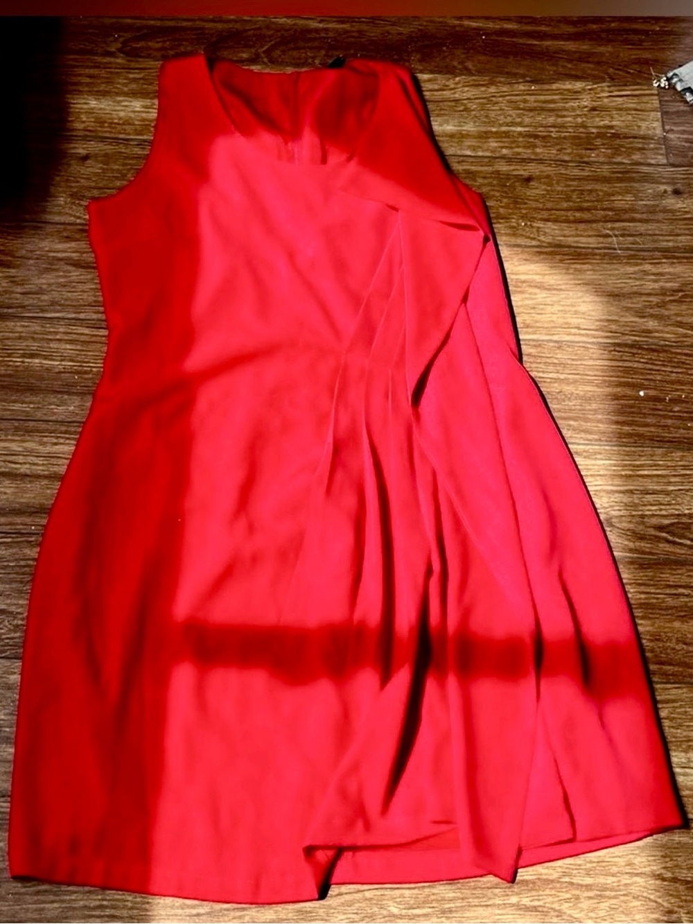 Smash! red sleeveless asymmetrical draped shift dress size L / XL